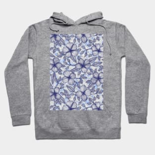 Indigo Summer - a hand drawn floral pattern Hoodie